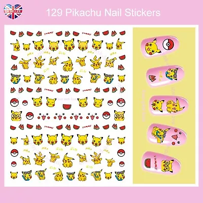 🌸 PIKACHU 129 3D Nail Art Stickers Decals Transfers Kawaii UK SELLER 🌸 • £2.99