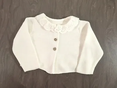 TU Baby Girls 0-3 Months Long Sleeved White Cardigan (A488) • £1.40