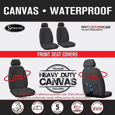 Nissan Navara D23 NP300 Single Cab 2015-On TRADIES Front Grey Canvas Seat Covers • $169