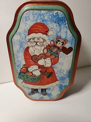 Vintage Christmas Tin With Santa And Teddy Bears • $7.99