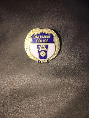 Vtg BALTIMORE POLICE OFFICER SAFE DRIVER 2 Year Award MARYLAND BADGE PIN Pinback • $11.99