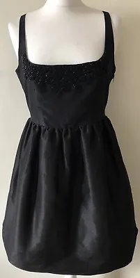 £49.99 • Buy Kate Moss Topshop Black Embellished Beaded Embroidered Silk Tulip Dress Uk 12