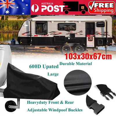 600D Heavyduty Caravan Drawbar Tow Hitch Cover Camper Trailer With Buckles Large • $17.95