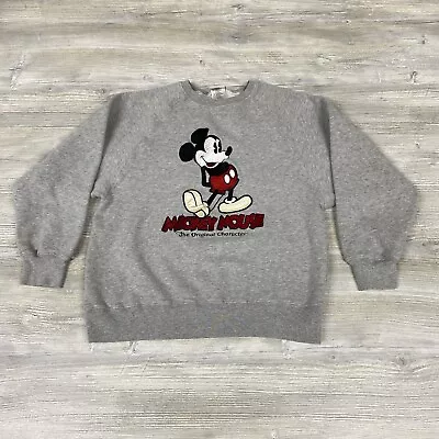 Vintage 90s S Disney Store Mickey Mouse Gray Embroidered Crew Neck Sweatshirt • $22