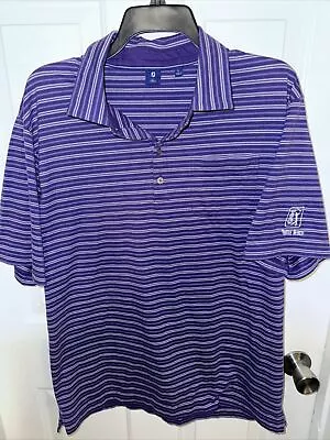 Footjoy Polo Shirt Mens Large Purple Striped 1857 Pima Cotton TPC Myrtle Beach • $14.99