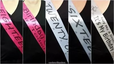 BIRTHDAY SASH  16th 18th 21st 30th 40th 50th  Discount For 3+  Free P&P • £3.80