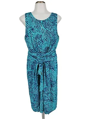 Banana Republic Issa London Tie Waist Dress Sleeveless Blue Print Size 10 • $34.99