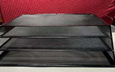 Desk Organizing Black Wire Mesh Trays 3-Shelf Unit - Or Vertically 3 Pockets • $9.99