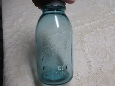 Vintage Ball Perfect Mason  Blue 1/2 Gallon Ball Jar #4  With Zinc Lid • $25
