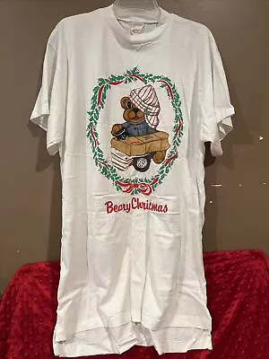 1990 Vintage Beary Christmas Bear Thread Co. Graphic Shirt Gown One Size • $15.95