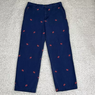 Izod Embroidered Crab Chino Pants Mens Size 34x32 Blue Straight Leg Summer • $12.99