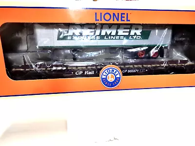 Lionel #2326380 Canadian Pacific  60' Flat Car W Reimer Trailer -O Scale-New &Bx • $125.99