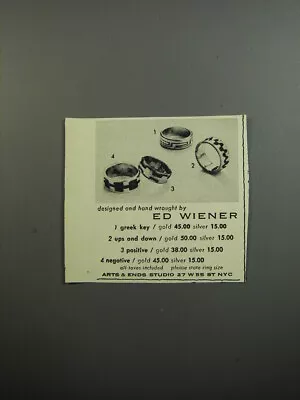 1952 Ed Wiener Rings Ad - Designed And Hand Wrought By Ed Wiener • $19.99