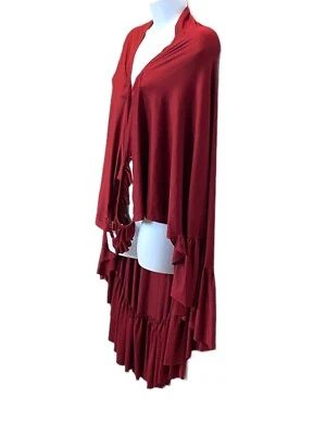 $16.19 • Buy NWT Zaful Women's Burgandy Ruffle Stretchy Bat Wing Coverup Swim Cardigan SZ LG 