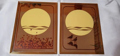 $87.77 • Buy Vintage Brytone Mechanical Mirror Works Inc. Mid Century Modern Sunset Birds 