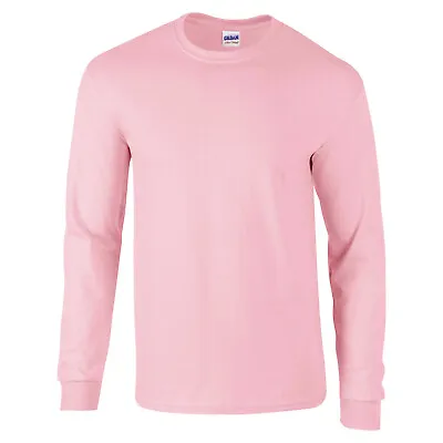 Mens Heavy Long Sleeve T-Shirt Plain Casual Shirt Jersey Top Gildan Ultra Cotton • £10.45