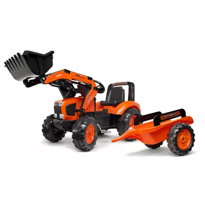 $243.95 • Buy Kubota Branded Orange M135GX Kids Ride On Pedal Tractor With Loader And Trailer