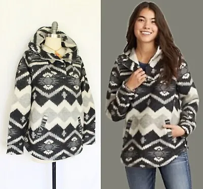 Woolrich Wool Aztec Navajo Tribal Blanket Hoodie Shacket Jacket Sweater L • £65.55