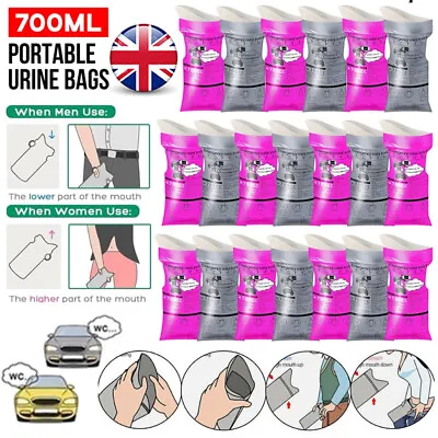 700cc Portable Disposable Urine Pee Bag Car Travel Emergency Toilet Bags Unisex • £4.39