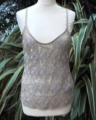 Maria Grachvogel Brown Sequined Sleeveless Top Size XL • £19.99