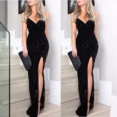 £15.71 • Buy New Sequin Weddig Cocktail Formal Prom Evening Party Long Maxi Dress Ball Gown