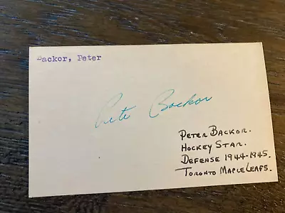 Pete Backor Toronto Maple Leafs Signed Autographed Hockey 3x5 Index Card • $199