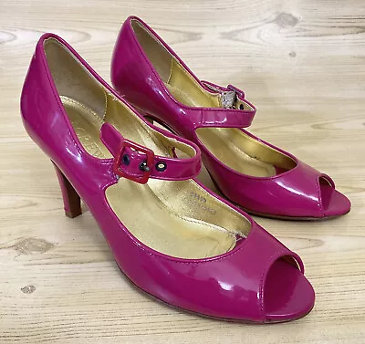 J Crew Made In Italy Pink Peep Toe Strap Pumps Womens Shoes Size 5.5 • $29.95