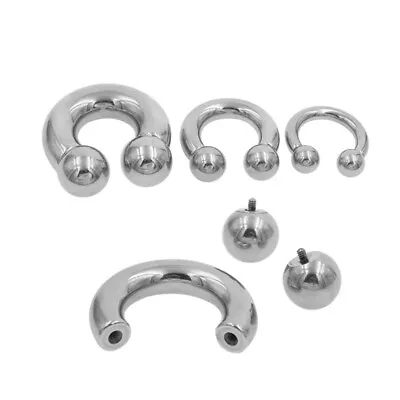 2 Pcs Big Horseshoe Ring Circular Barbell Bar Nose Earring Piercing 12G-00G • $11.59