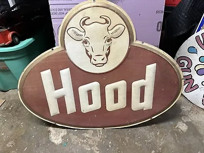 Vintage Original Hood Milk Dairy Ice Cream Die Cut Embossed Metal Cow Sign 35” • $525