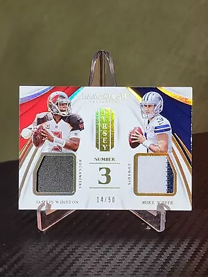 2018 MIKE WHITE JAMEIS WINSTON Jersey Numbers IMMACULATE COLLECTION 14/50 • $10