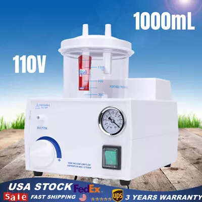 1000mL Portable Phlegm Suction Unit Emergency Medical Vacuum Aspirator Machine • $131.10