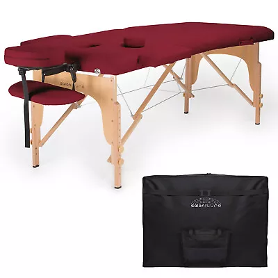 OPEN BOX - Burgundy Portable Massage Table W/ Carrying Case • $80.99