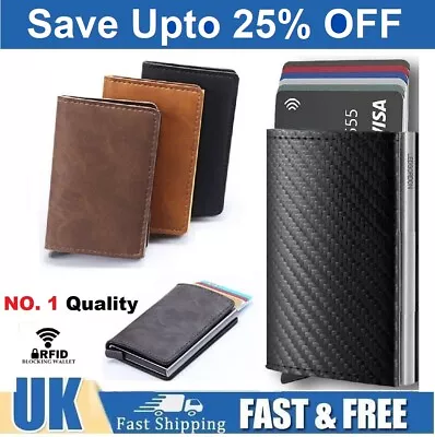 £4.49 • Buy Wallet Card Holder Mens Leather Metal RFID Blocking Slim Men Credit Money Clip