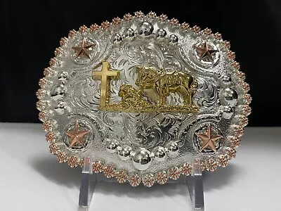 Christian Cowboy Praying Western Style Belt Buckle Hebilla Oración Vaquero • $24.89