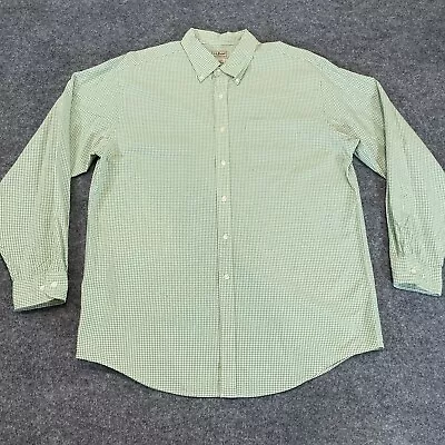 LL Bean Shirt Mens Large Green Check Print Casual Long Sleeve Button Down L • $17.98