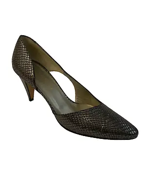 Ellen Tracy Silver Snake Stiletto Womens 7.5 Shoes Italian Pumps Heels Night Out • $19.88