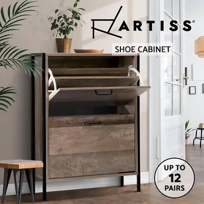 $89.95 • Buy Artiss Shoe Cabinet Shoes Rack Storage Wooden Organizer Shelf Cupboard Metal