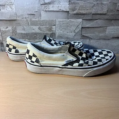 Vans Asher Slip On Canvas Sneaker Black White Checker Checkerboard Women’s 5.5 • £13.99