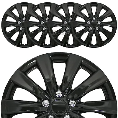 $59.99 • Buy 16  Set Of 4 Black Wheel Covers Snap On Full Hub Caps Fits R16 Tire & Steel Rim