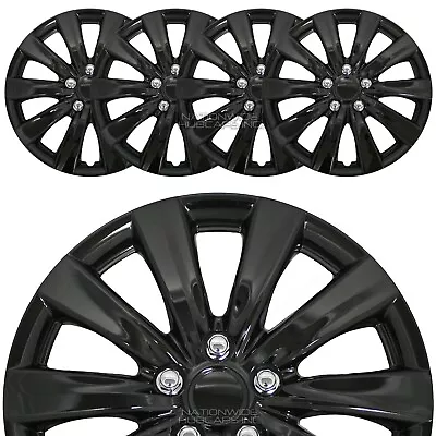 16  Set Of 4 Black Wheel Covers Snap On Full Hub Caps Fits R16 Tire & Steel Rim • $57.99