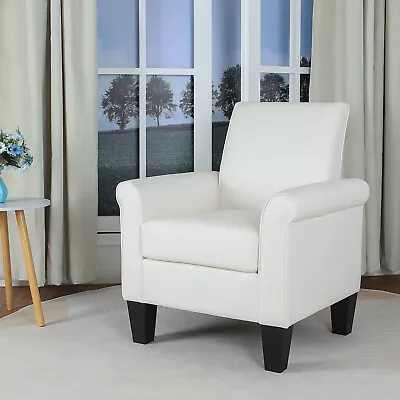 Modern Accent Arm Chair PU Leather Single Sofa Seat Upholstered Living Room Cozy • $128.99