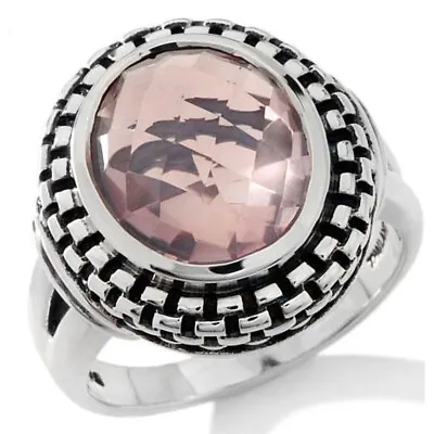 HSN Hilary Joy Oval Cut Rose Quartz Sterling Silver Solitaire Ring Size 7 • $160.37