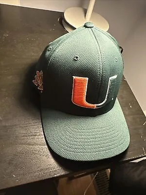NCAA Colosseum Miami Hurricanes Flex Fit Hat Cap Stretch Green Orange OSFA M/L • $9.99