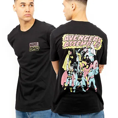 Official Marvel Mens Avengers Assemble T-shirt Black S-XXL • £10.49