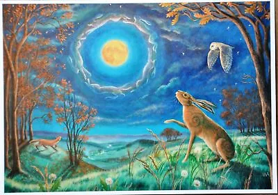 Greetings Card Hare Pagan Wicca Fox Mum Dad Equinox Solstice Mabon Lammas • £2.89