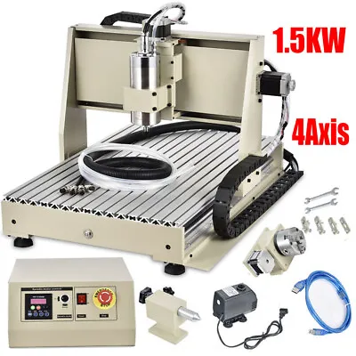USB 4 Axis CNC 6040 Router Engraver VFD Drilling Milling Carving 1500W Machine • $1199