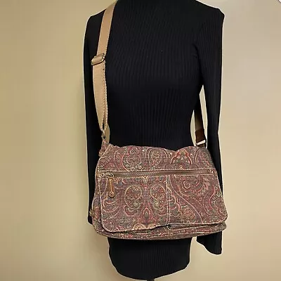 Fossil Canvas Corduroy Crossbody Bag Multi Packet Purse Colorful Messenger Bag • $39.99