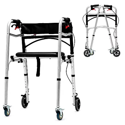 4-in-1 Standard Walker Walking Aid 2-Button Folding Walker For Seniors & Adults • $109.99