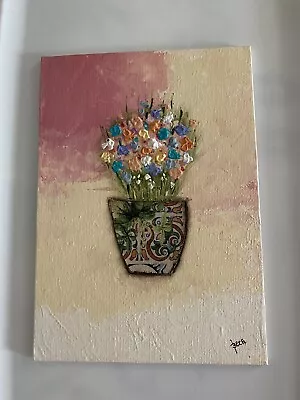 Abstract Original Painting Flowers Mixed Media • $18