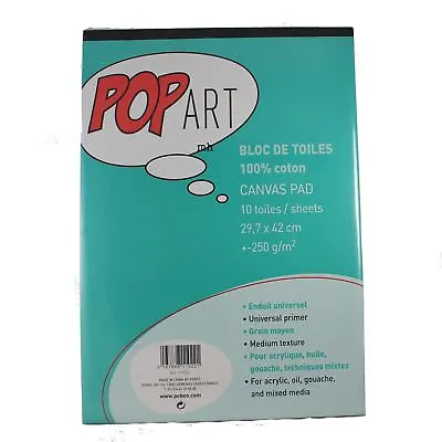 Pebeo 100% Cotton Primed Canvas Pads Oil Acrylic Paint Pop Art Block A3 Pad • £17.98